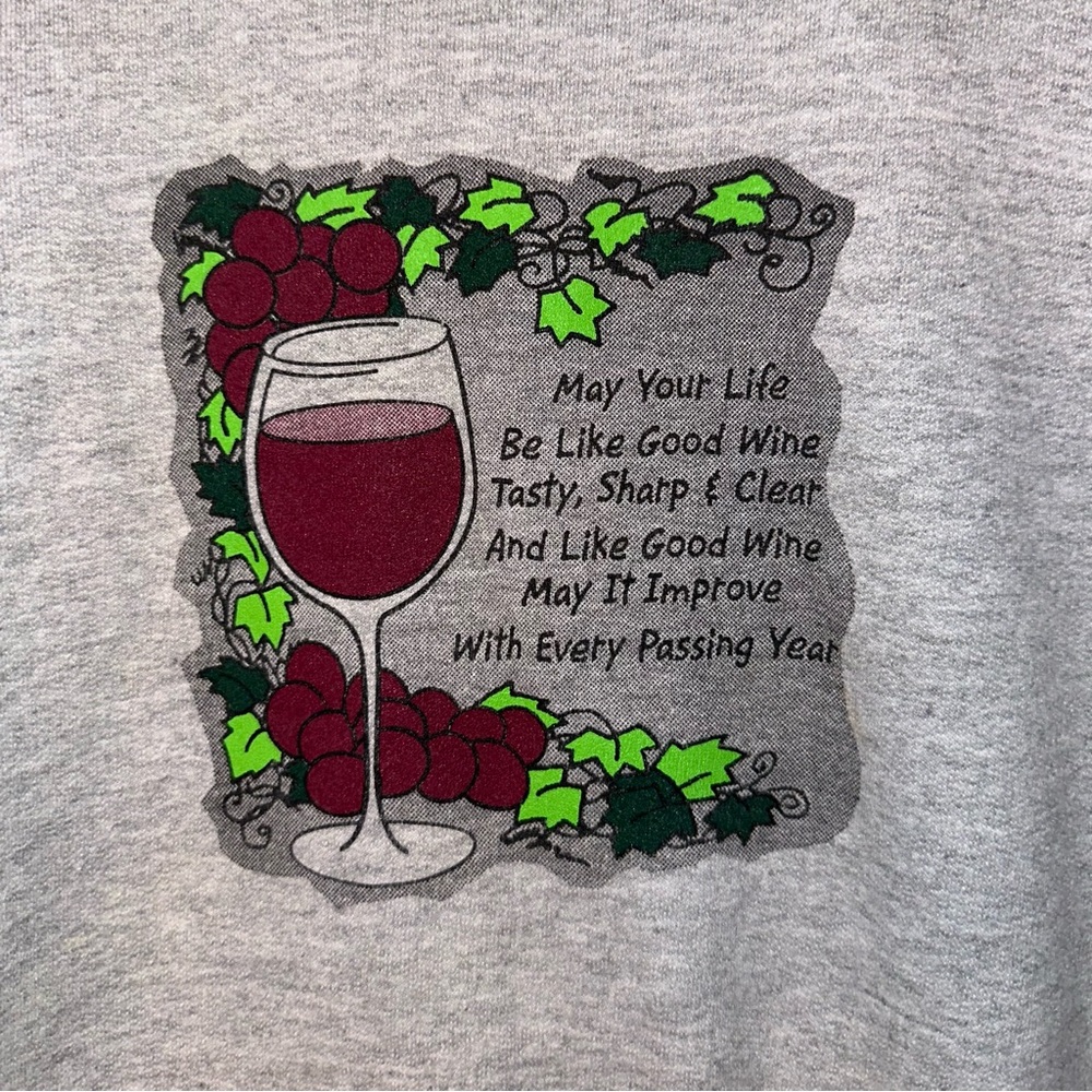 Vintage 90s Wine Humor Crewneck Sweatshirt. Size XL. - Picture 2 of 4